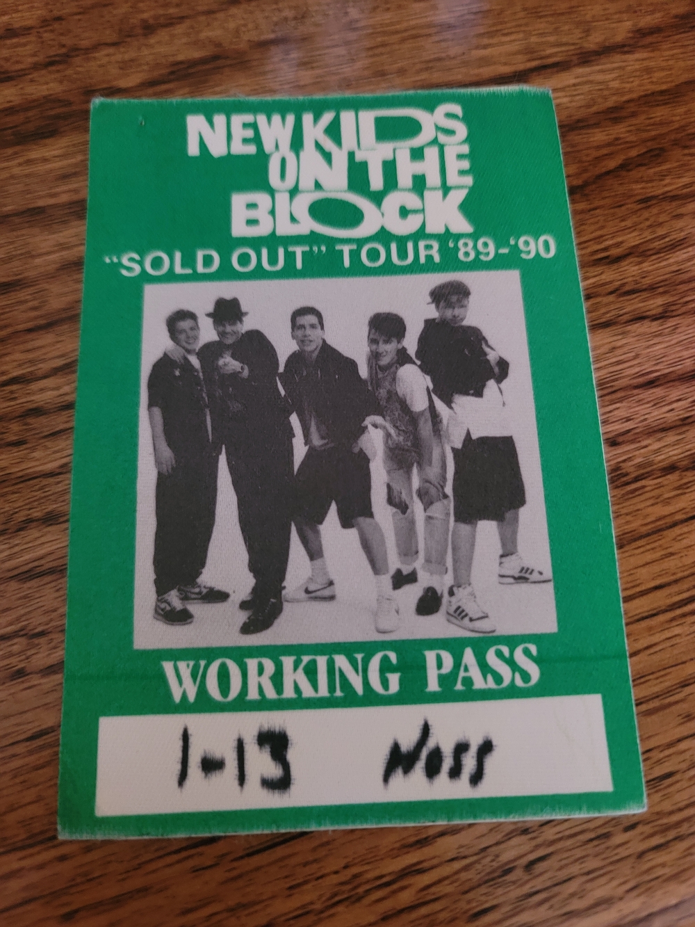NKOTB Green Working Pass Graphic Badge Vintage
